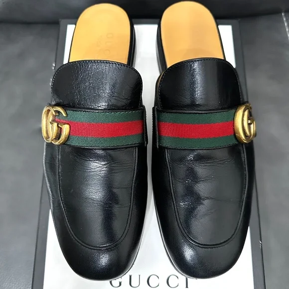 Gucci | Shoes | Gucci Princetown Lether Slipper Mules Gg  display picture 2
